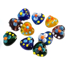 10 Pcs Flower heart handmade glass beads for jewelry making