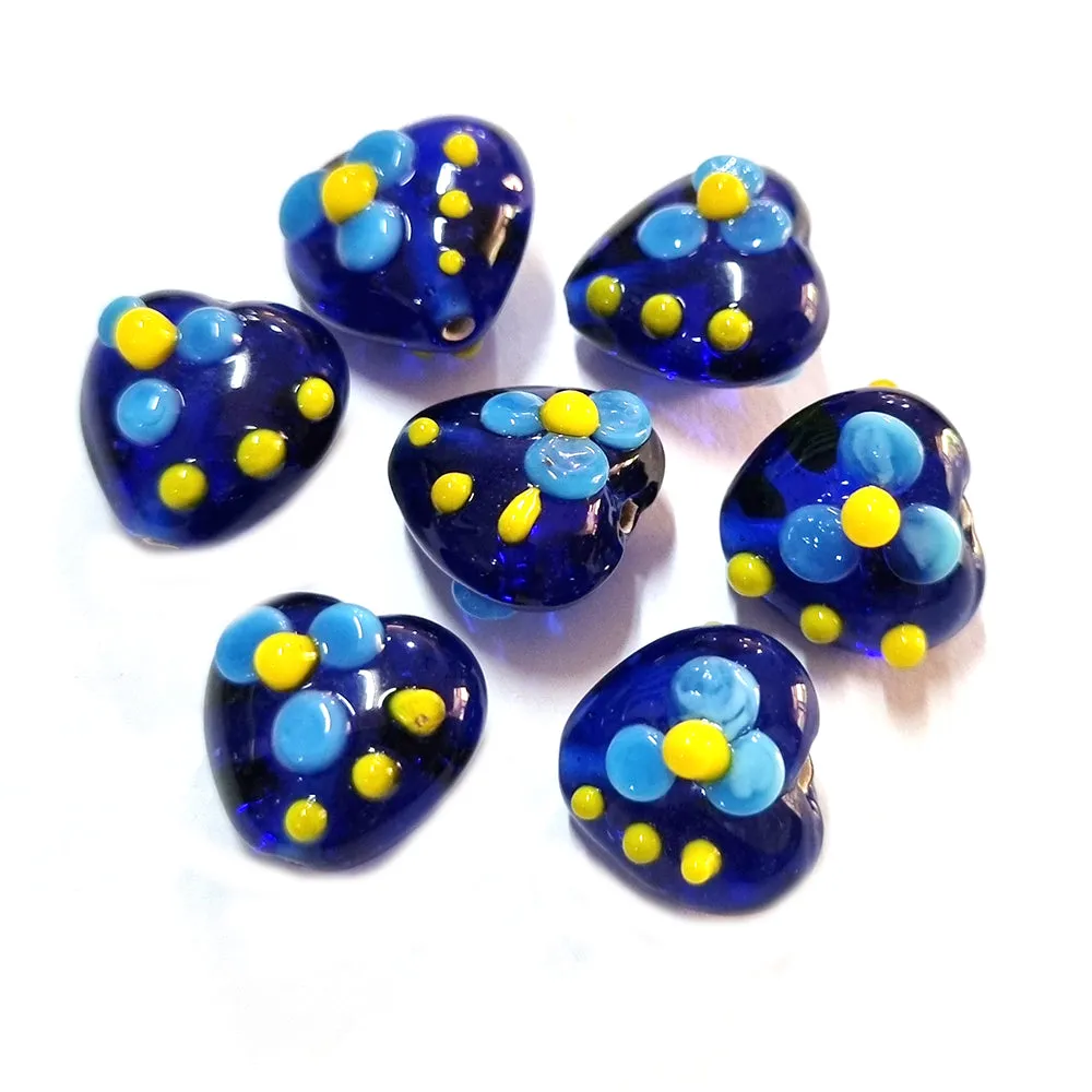 10 Pcs Flower heart handmade glass beads for jewelry making