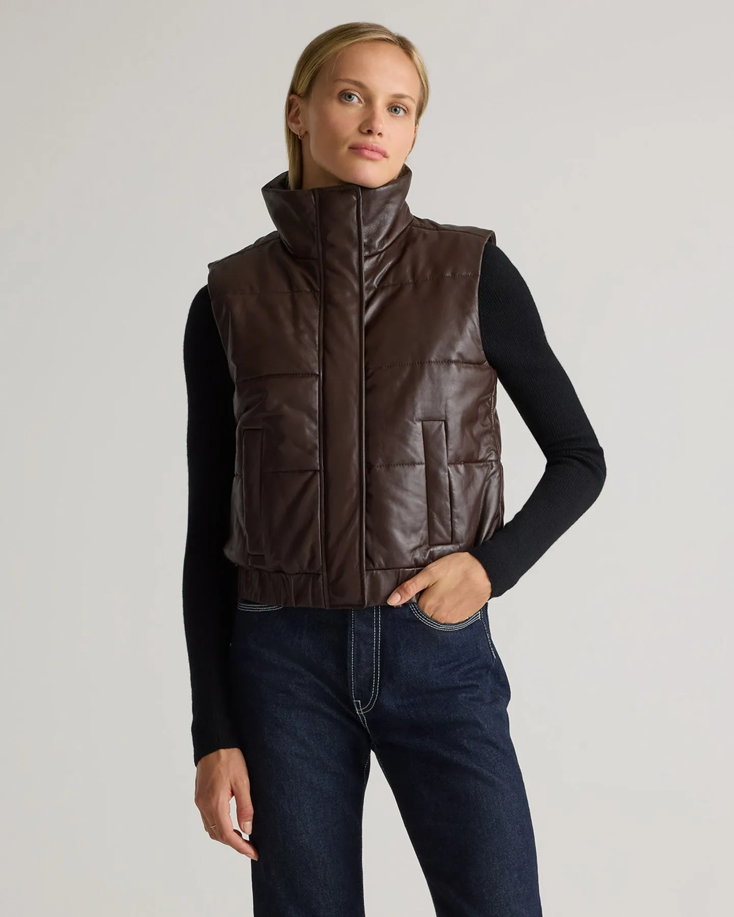 100% Leather Puffer Vest