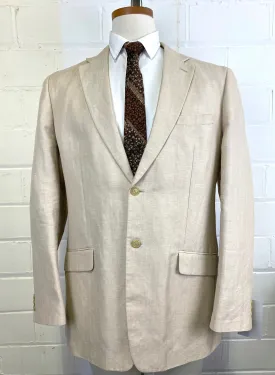 2000s Men's Beige Linen/ Cotton Herringbone Blazer, Axcess Jacket, C44T