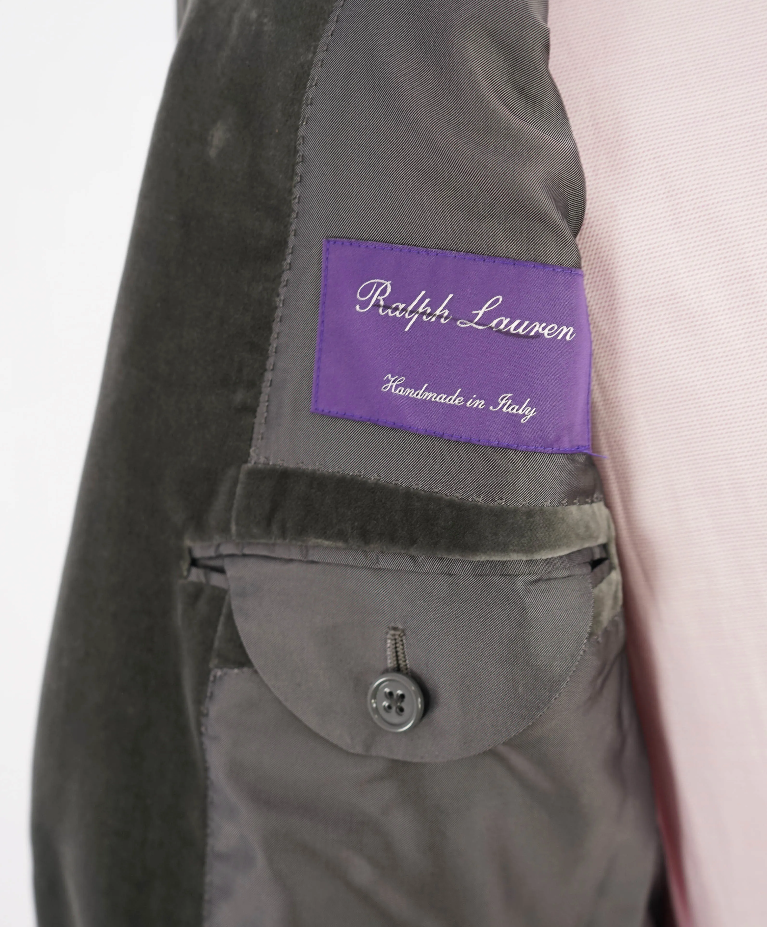 $2,695 RALPH LAUREN PURPLE LABEL - *VELVET* Gray Notch Lapel Blazer - 38S