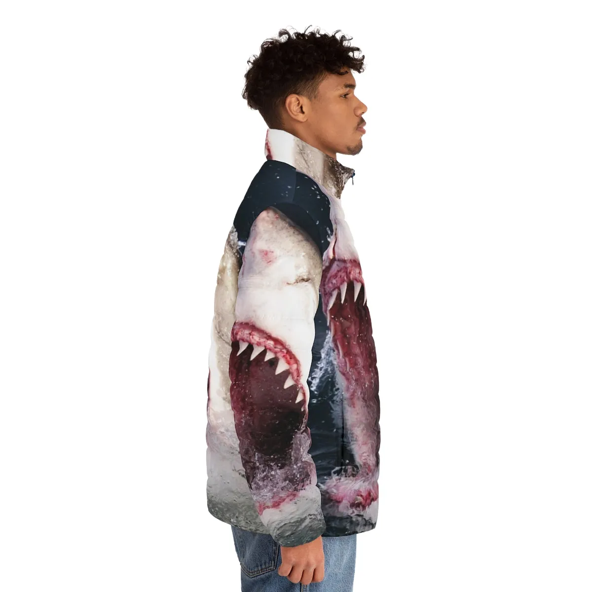 3D Shark Bite Puffer Jacket for Women - Great White Shark Apparel