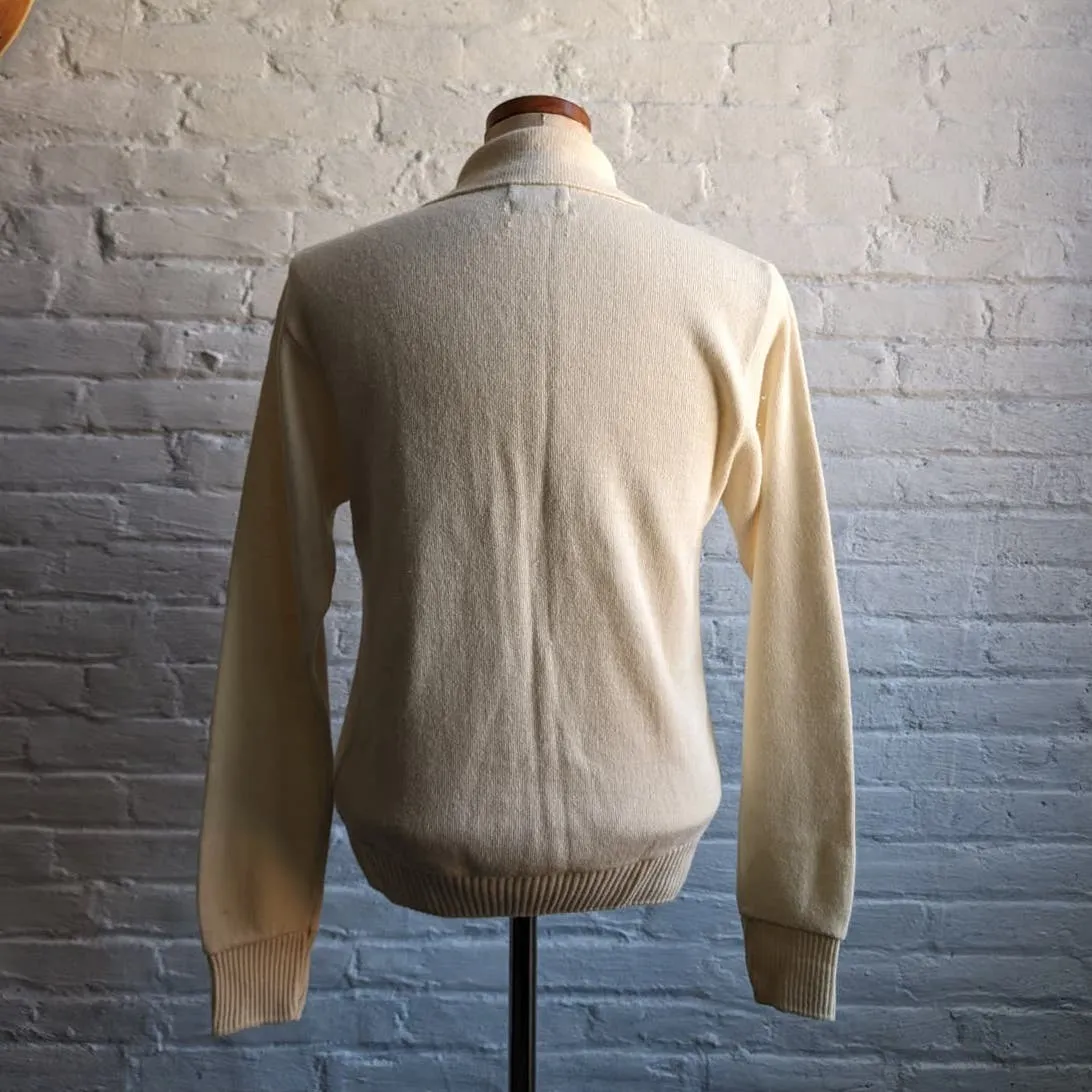 70s Vintage Neutral Cable Knit Grandpa Sweater Minimalist Western Preppy 60s Top