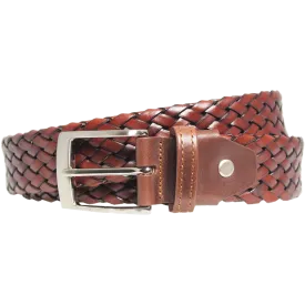 72 Smalldive Brown Weave Leather Belt