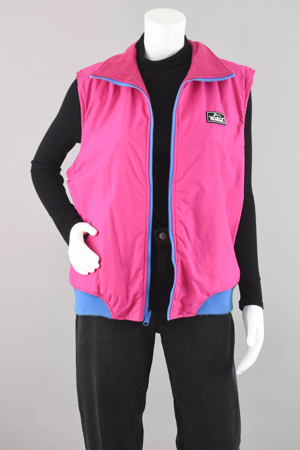 80s Pink Fleece Lined Vest, Women's Large