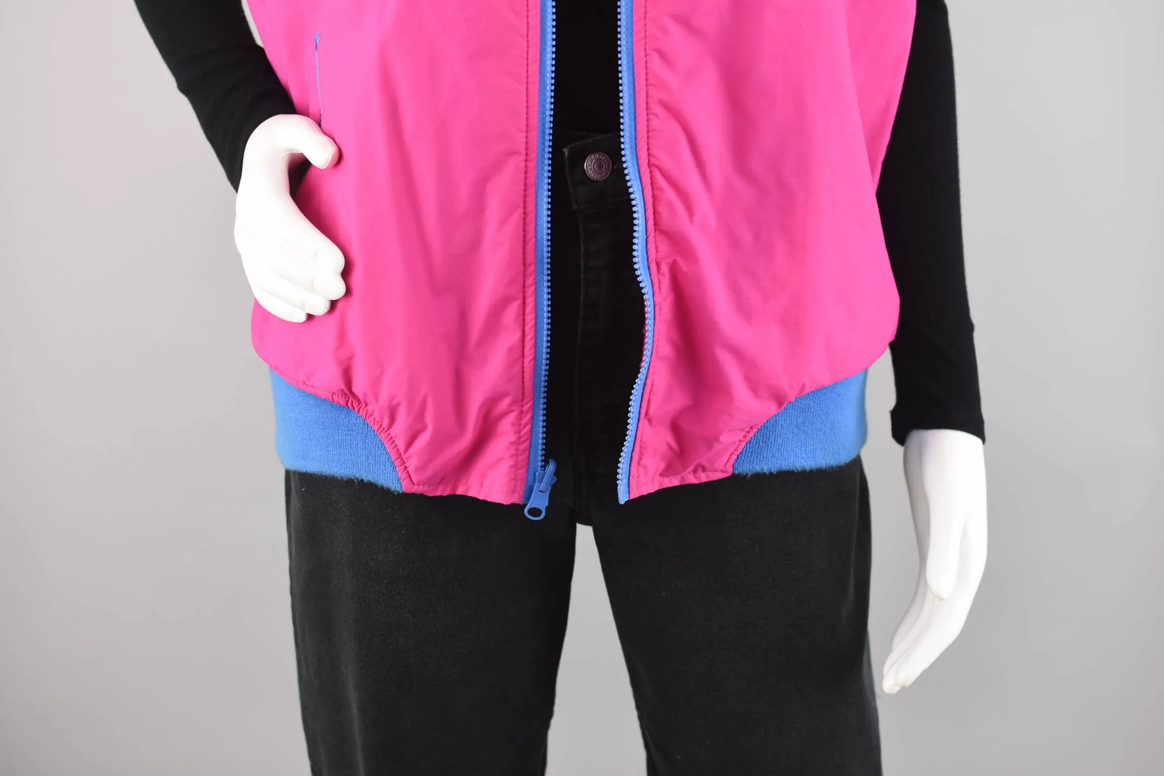 80s Pink Fleece Lined Vest, Women's Large