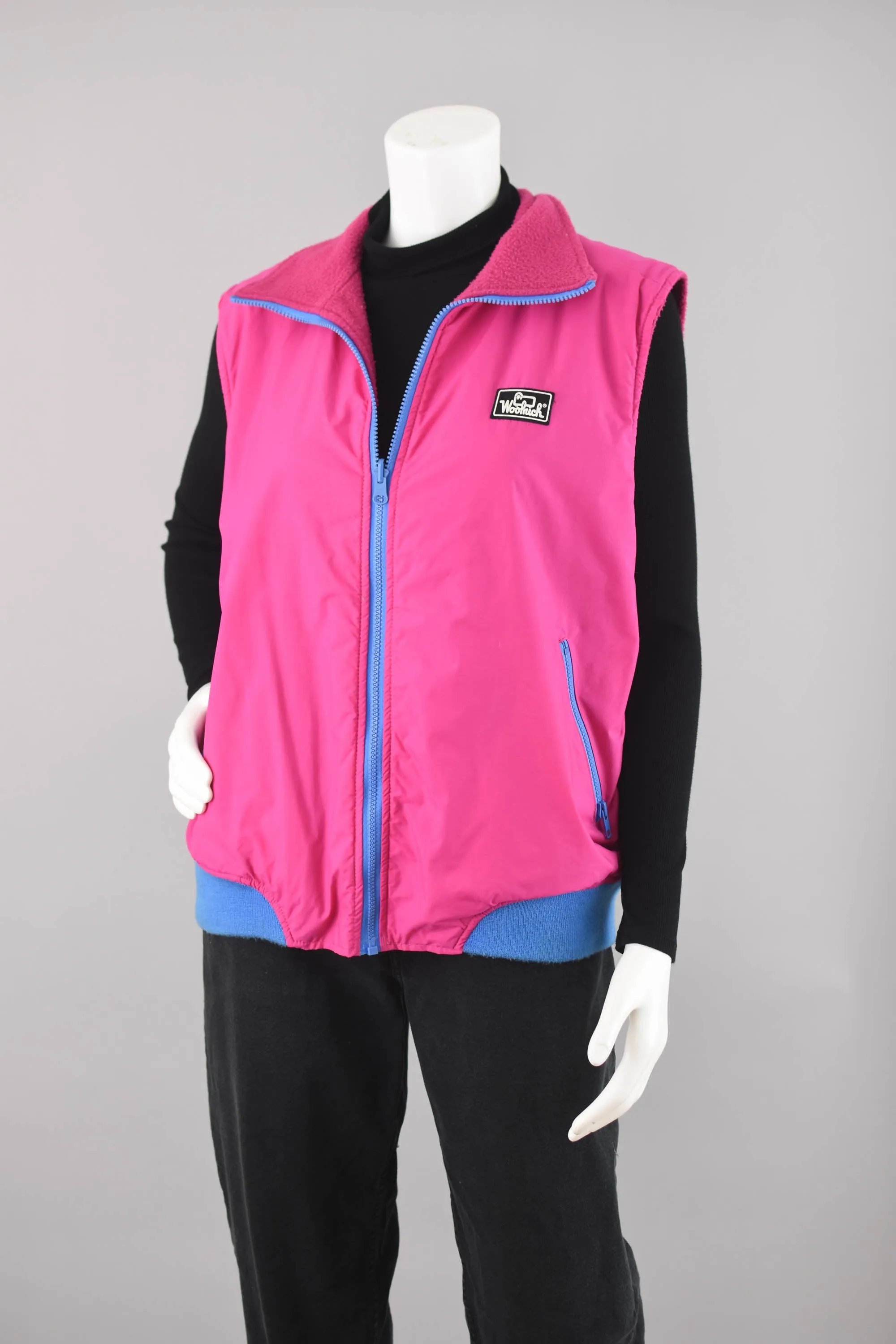 80s Pink Fleece Lined Vest, Women's Large