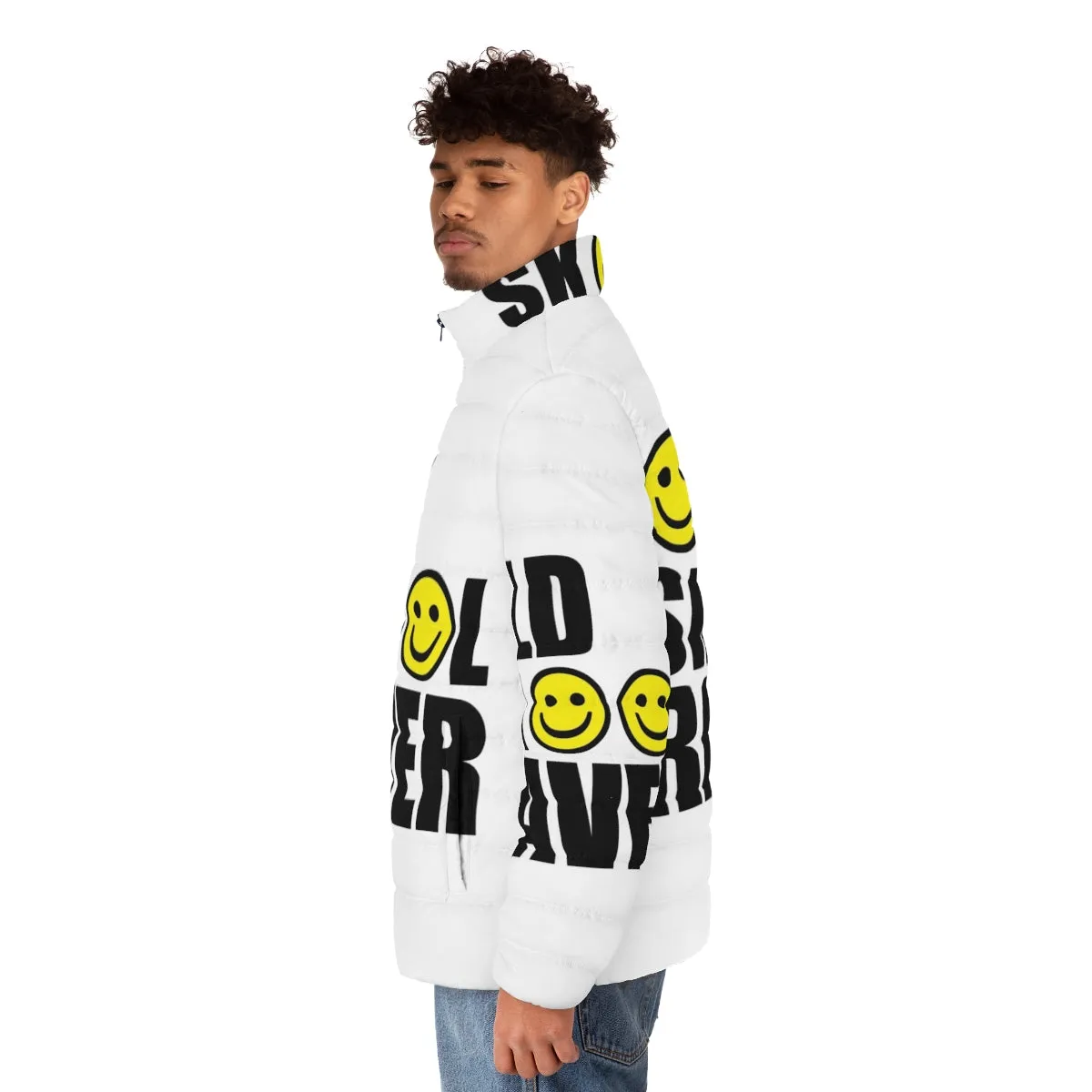 90s Oldskool Raver Smiley Puffer Jacket | Neon Rave Fashion