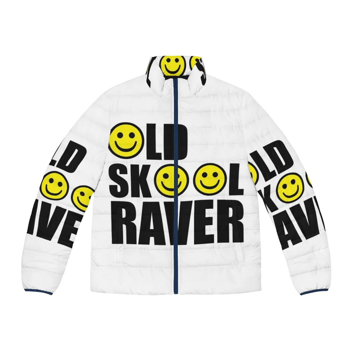 90s Oldskool Raver Smiley Puffer Jacket | Neon Rave Fashion