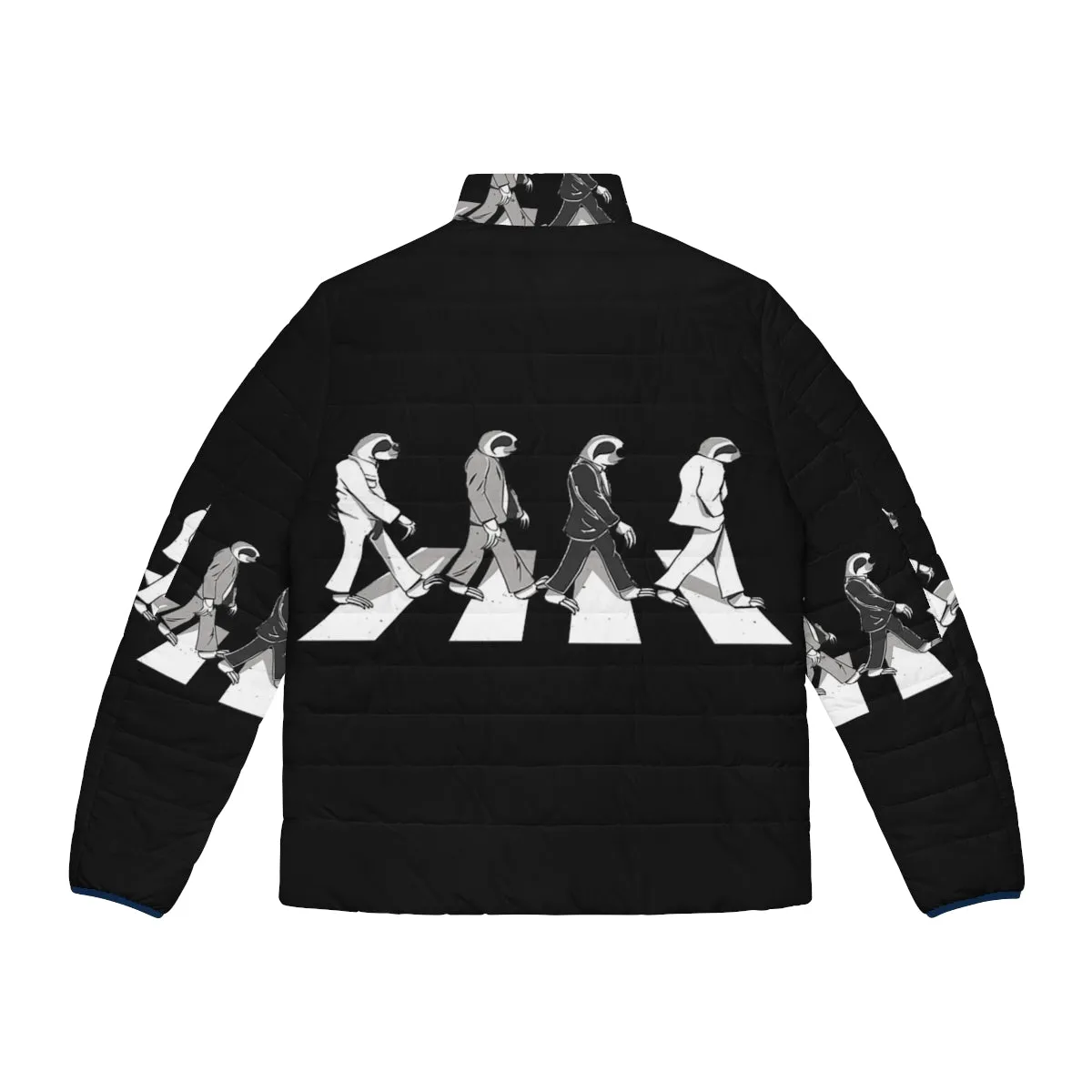 Abbey Road Sloth Puffer Jacket for Women - Beatle's Parody Design