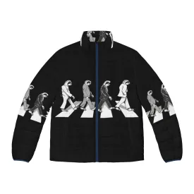 Abbey Road Sloth Puffer Jacket for Women - Beatle's Parody Design