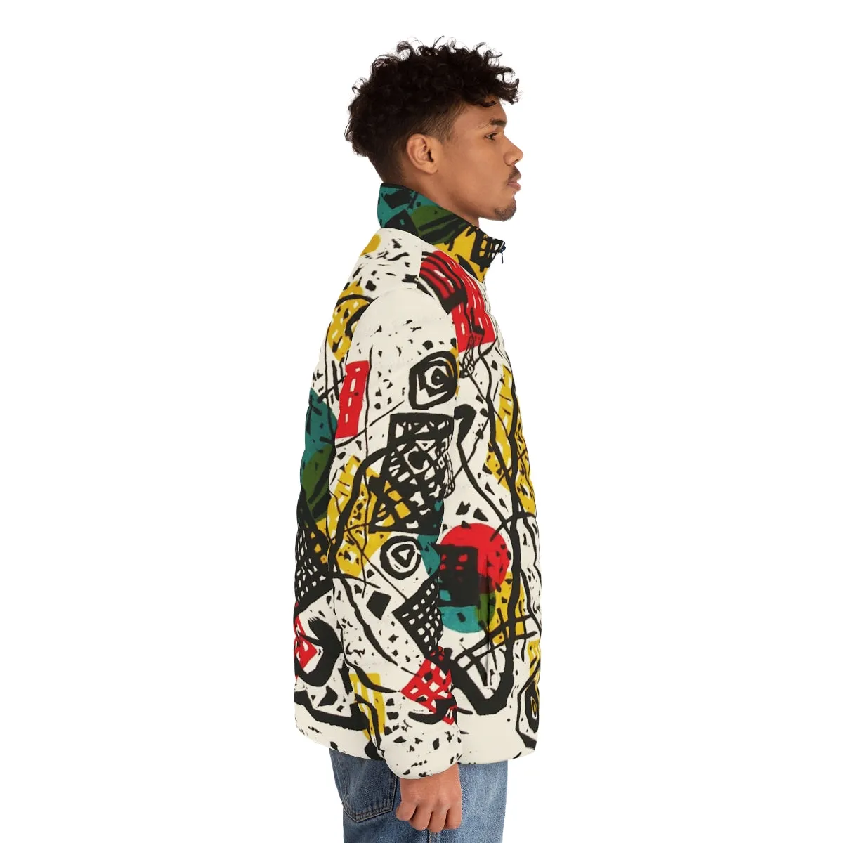 Abstract Art Puffer Jacket: Hd Small Worlds V By Wassily Kandinsky