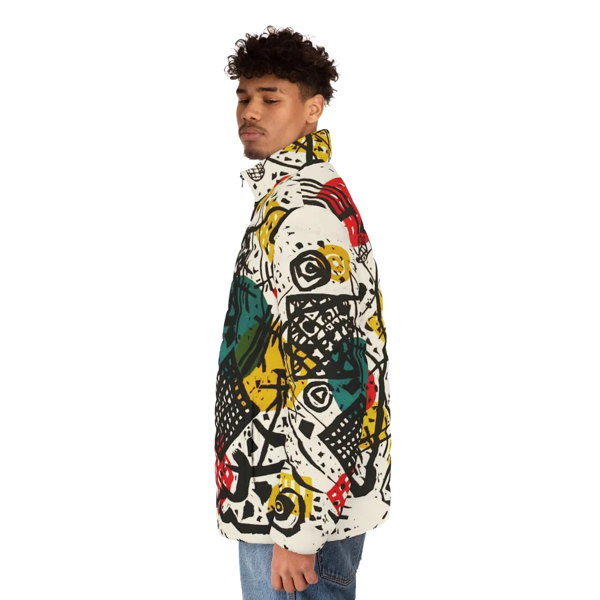 Abstract Art Puffer Jacket: Hd Small Worlds V By Wassily Kandinsky