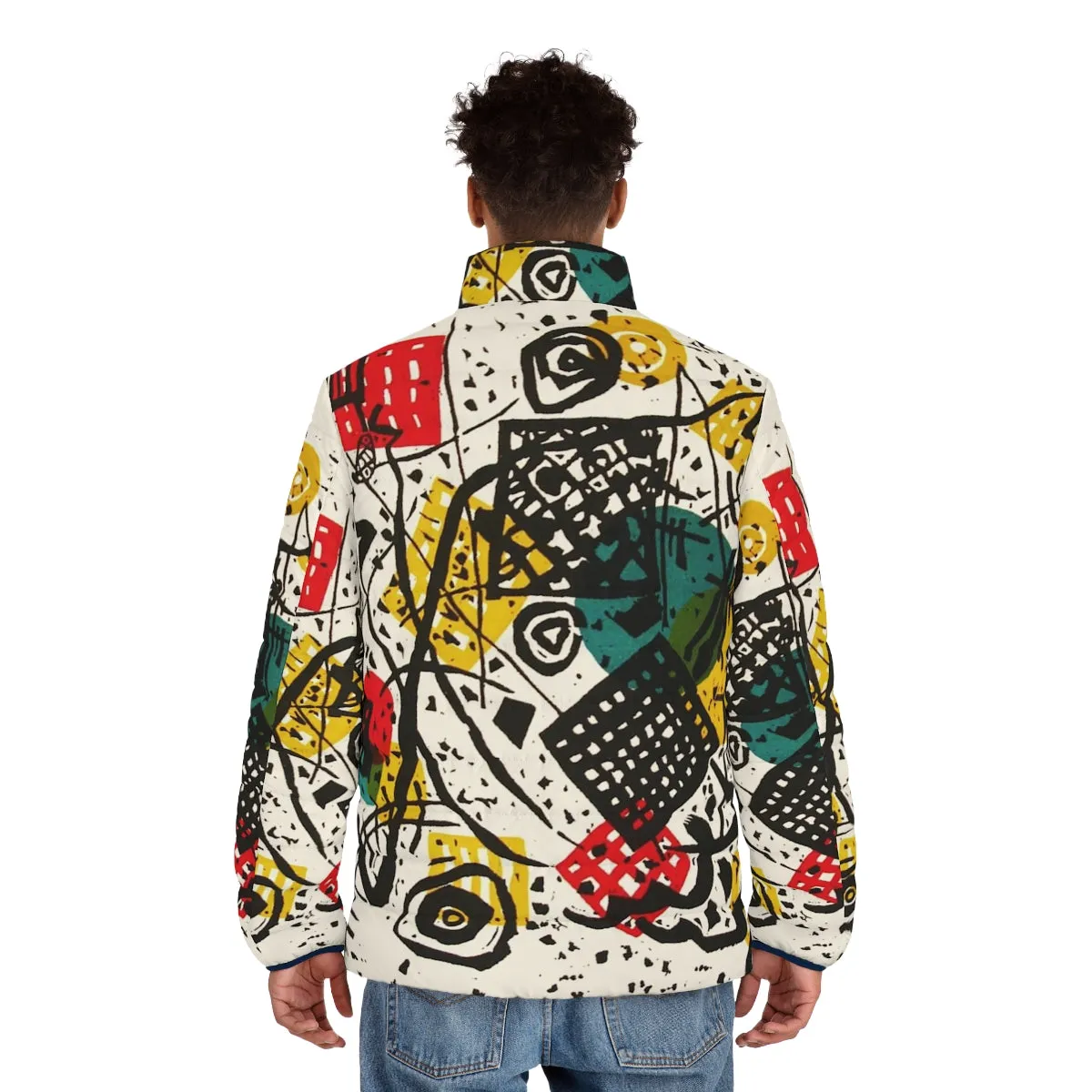 Abstract Art Puffer Jacket: Hd Small Worlds V By Wassily Kandinsky