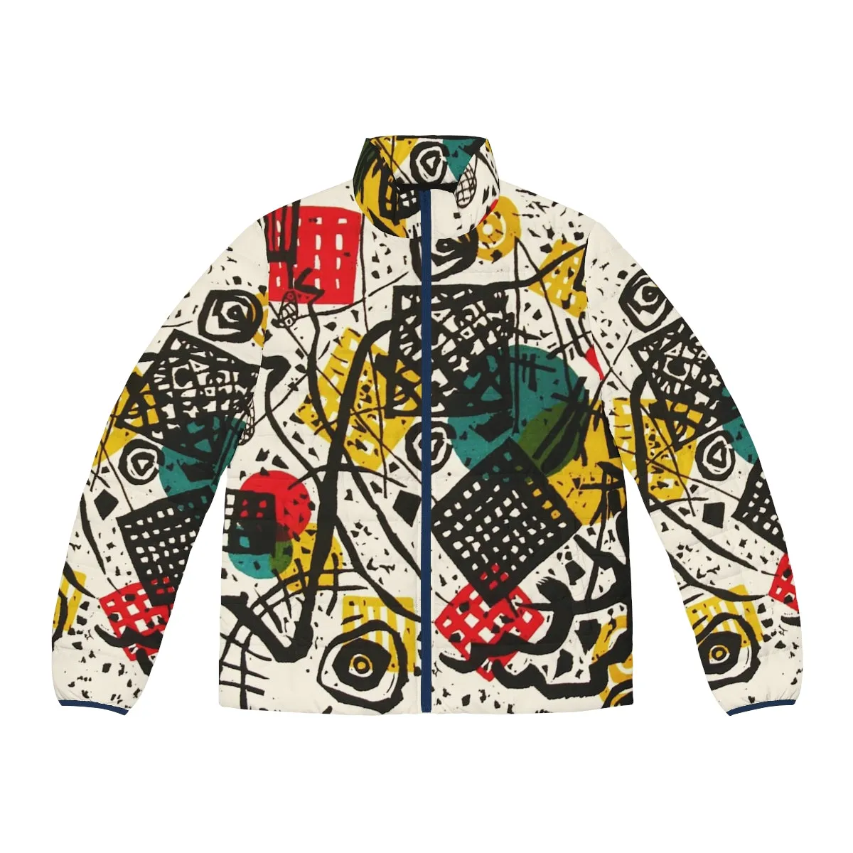 Abstract Art Puffer Jacket: Hd Small Worlds V By Wassily Kandinsky