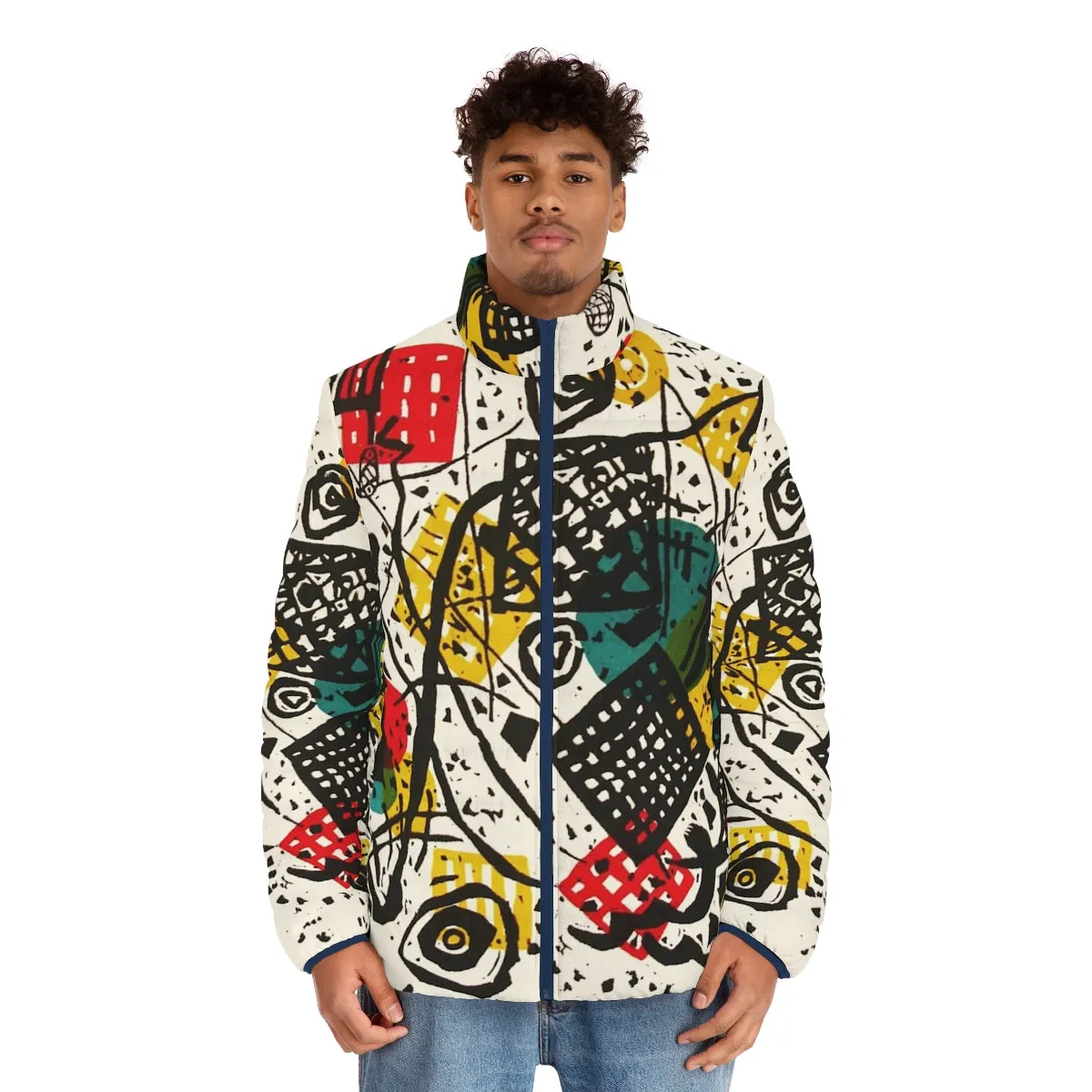 Abstract Art Puffer Jacket: Hd Small Worlds V By Wassily Kandinsky