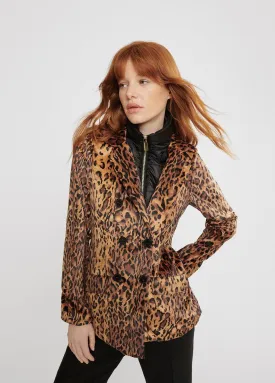 Animal print velvet blazer