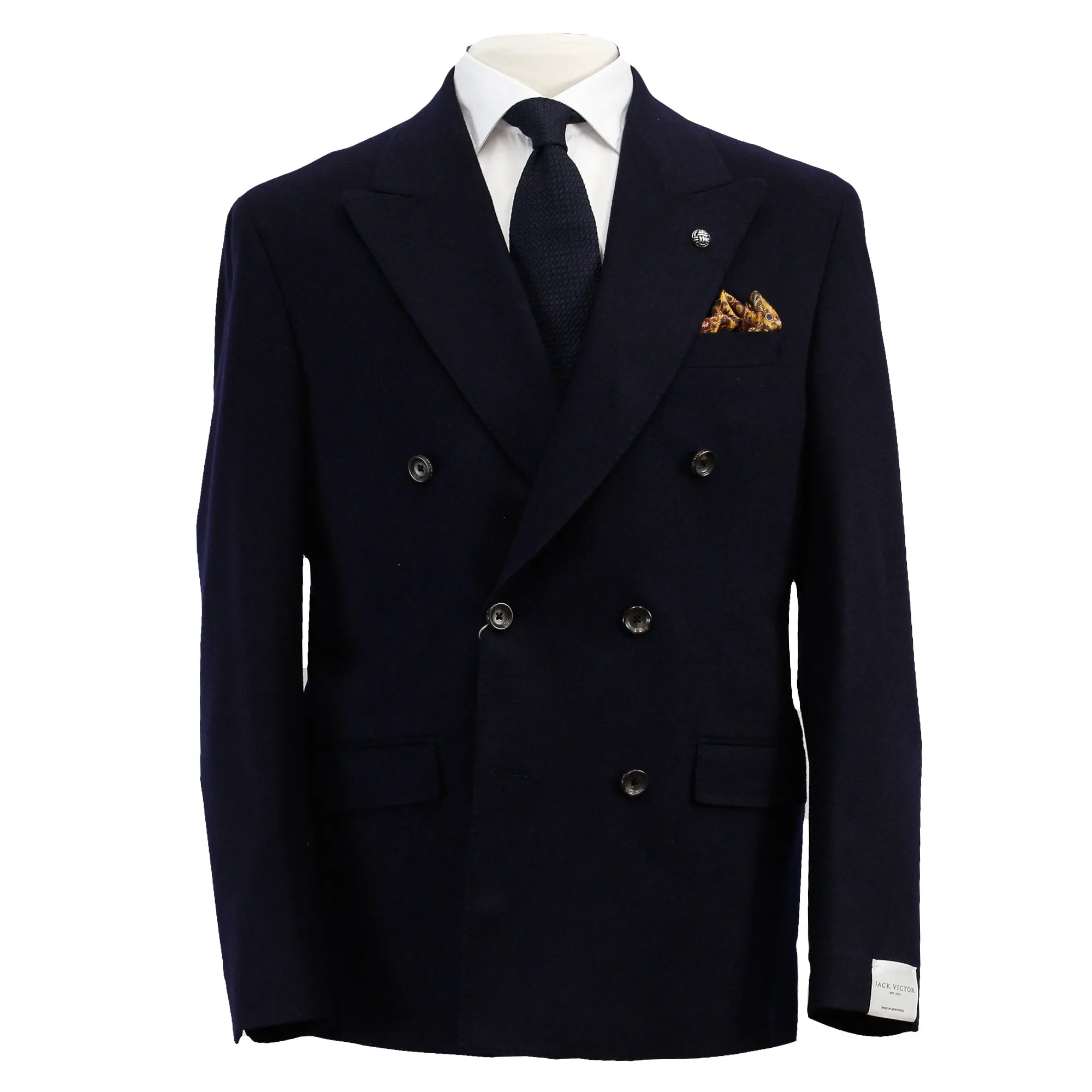 Anniversary Limited Edition Navy Blue Double Breasted Merlin Contemporary Fit Wool Sport Jacket - Jack Victor