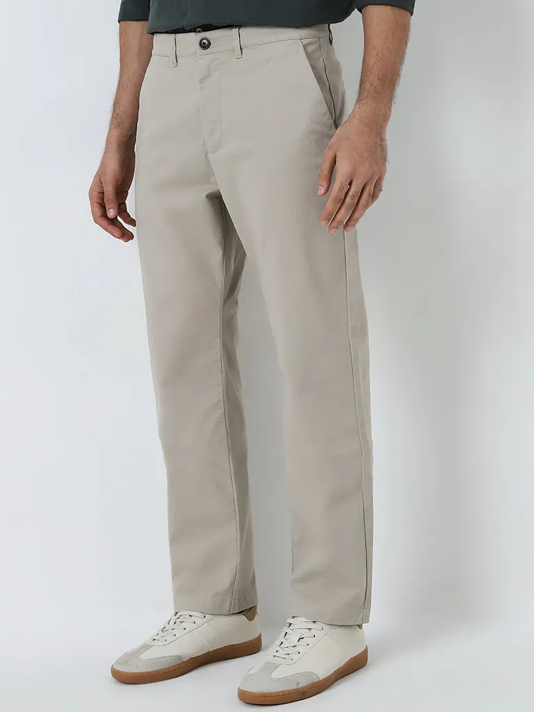 Ascot Beige Relaxed-Fit Mid-Rise Cotton Blend Chinos