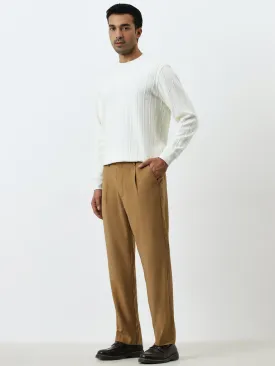 Ascot Tan Pleated Relaxed-Fit Mid-Rise Chinos