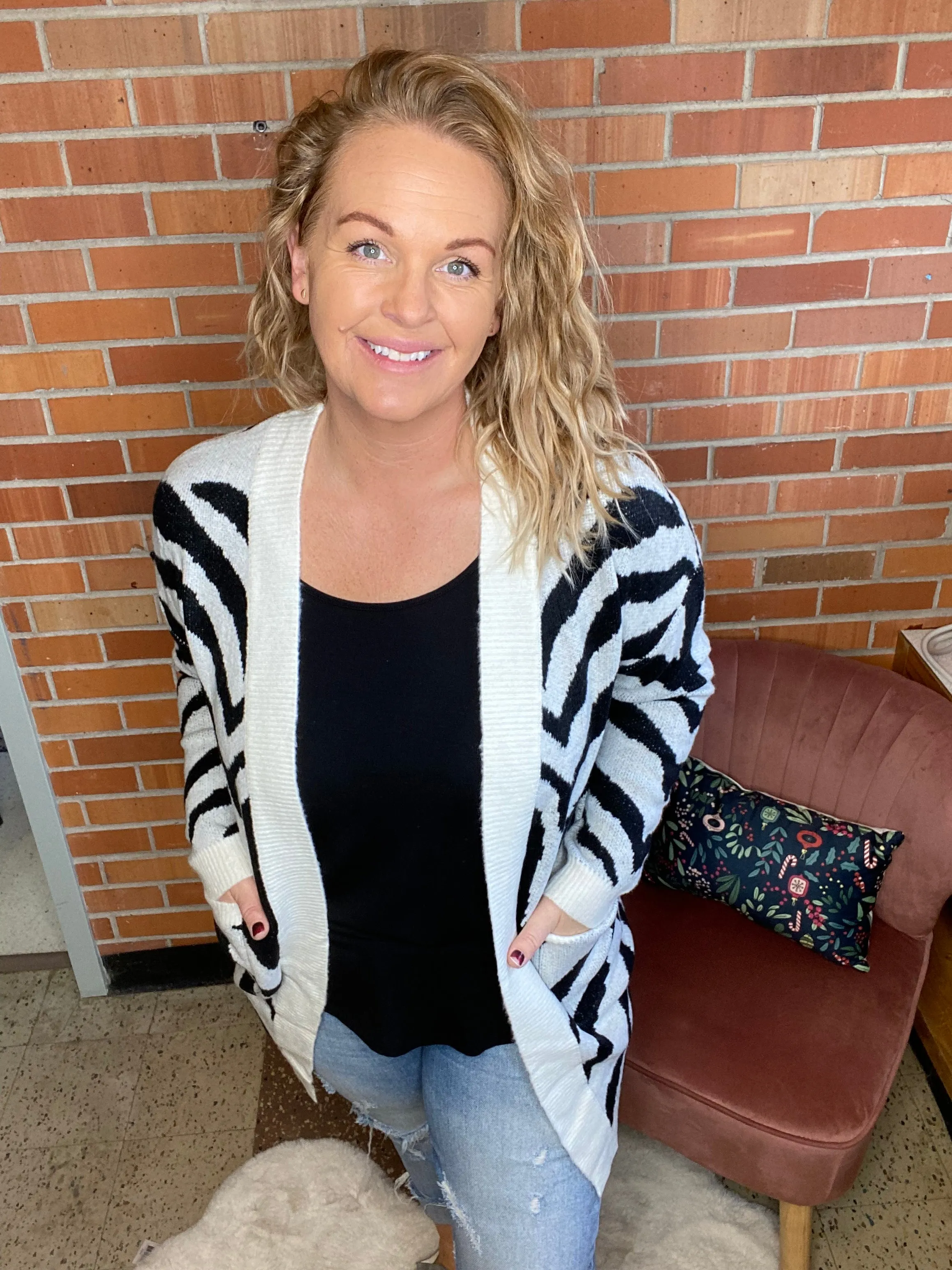 At First Sight Zebra Print Cardigan