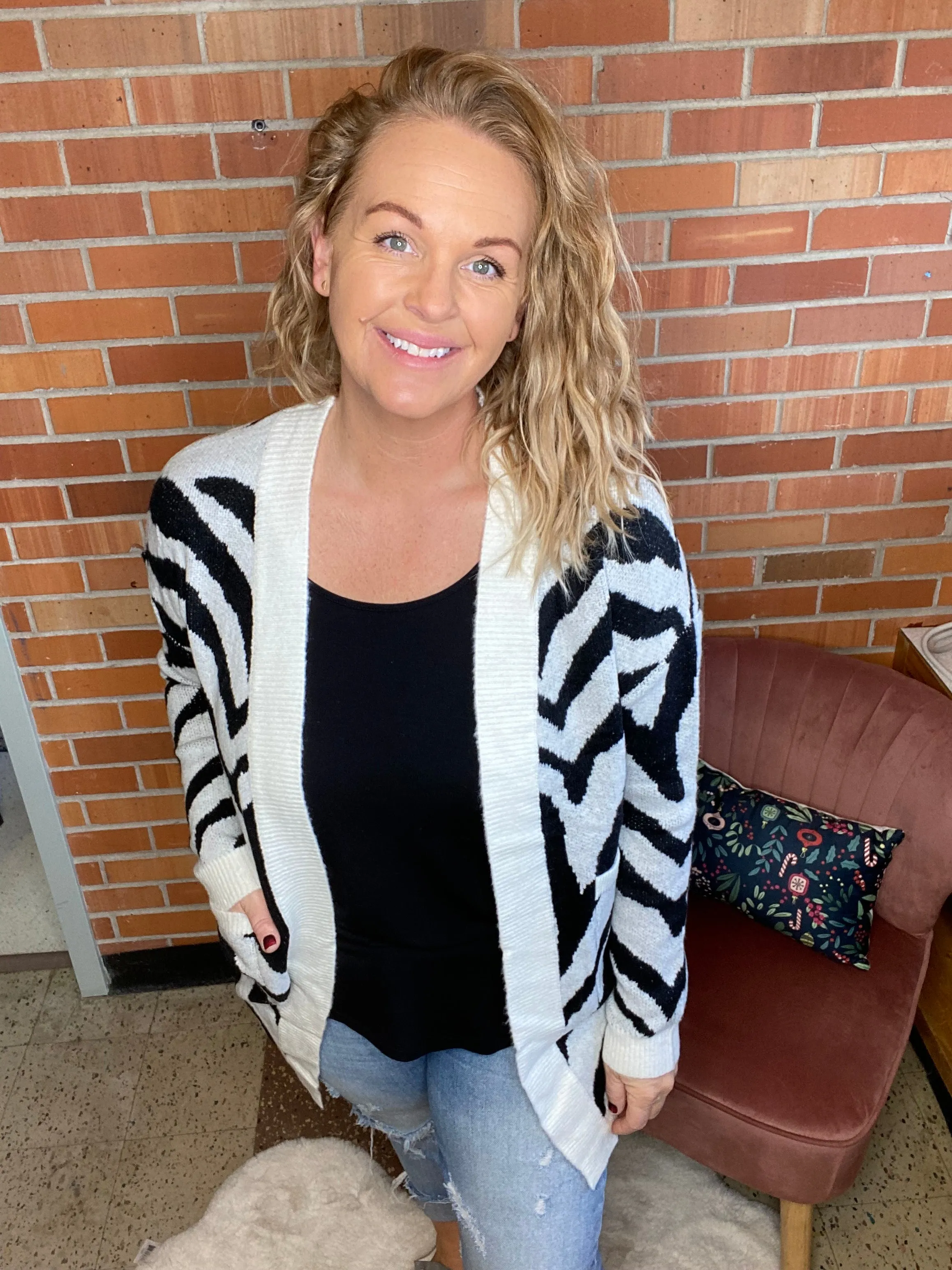 At First Sight Zebra Print Cardigan