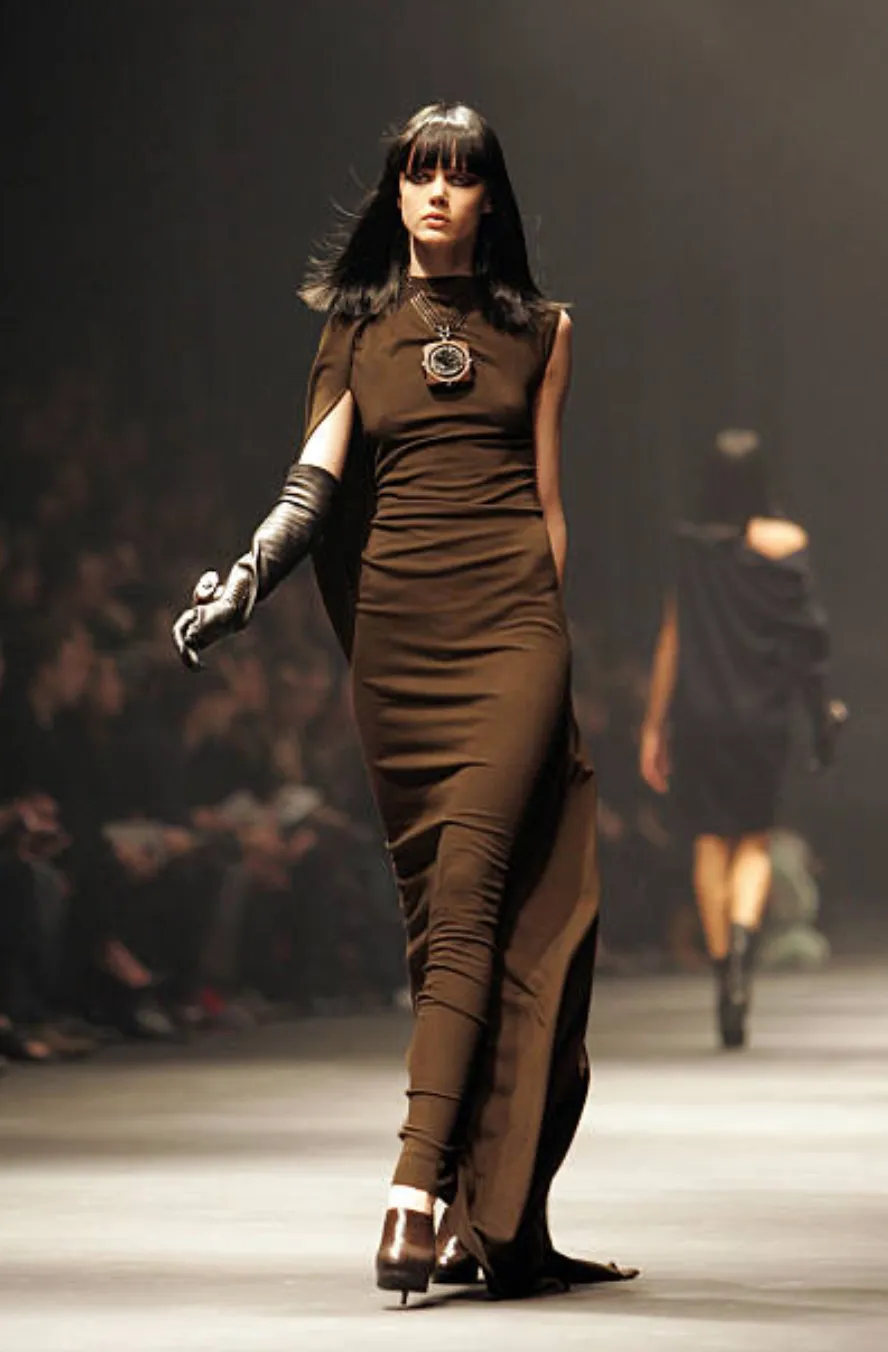 Avant Garde Fall 2010 Lanvin by Alber Elbaz Runway Look 22 Exceptionally Long Burgundy Knit Jersey Dress