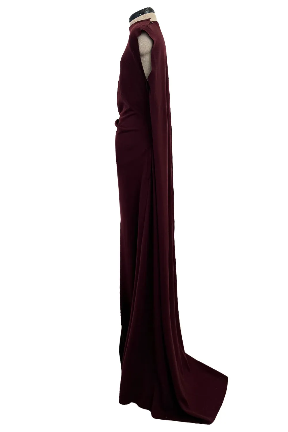 Avant Garde Fall 2010 Lanvin by Alber Elbaz Runway Look 22 Exceptionally Long Burgundy Knit Jersey Dress