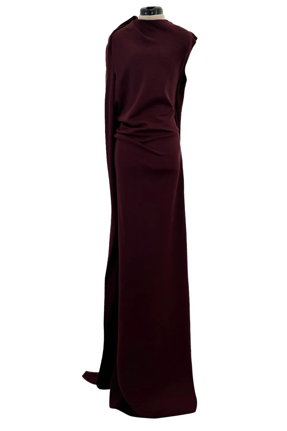 Avant Garde Fall 2010 Lanvin by Alber Elbaz Runway Look 22 Exceptionally Long Burgundy Knit Jersey Dress