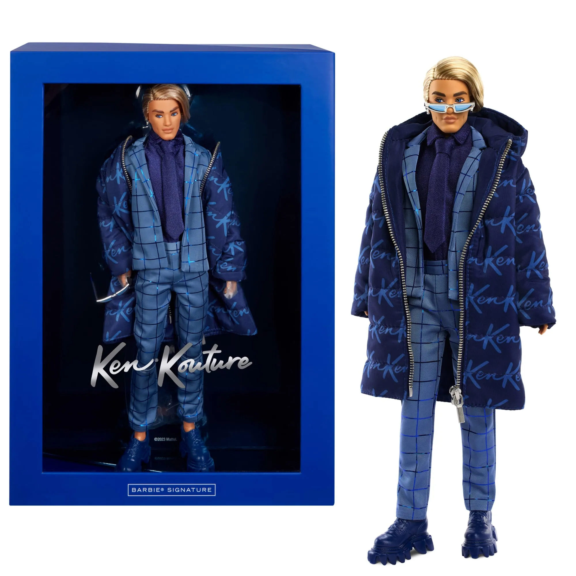 Barbie Signature Ken Kouture Collectible Doll in All-Blue Suit And Puffer Jacket