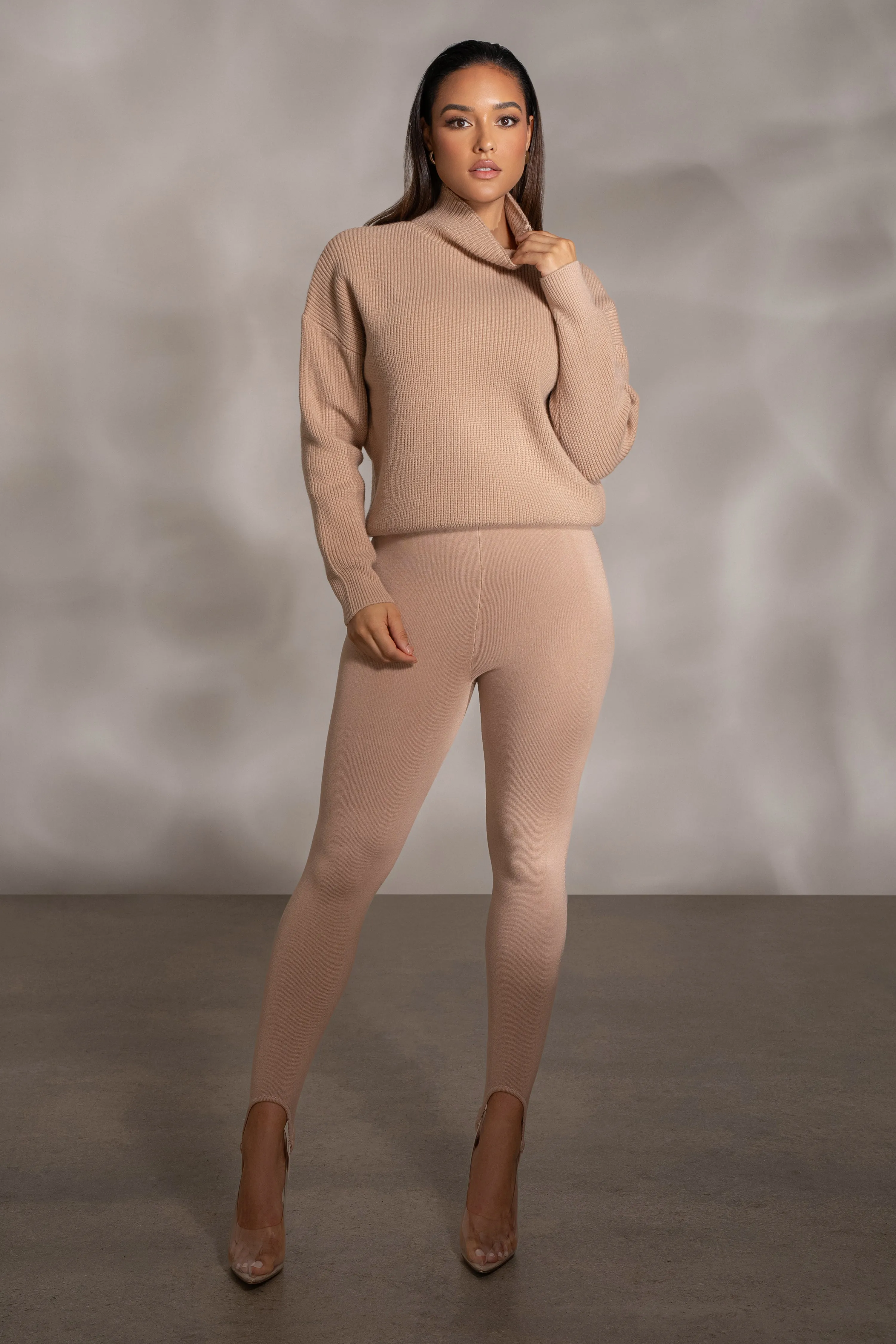 Beige Jenni Turtleneck Sweater Top