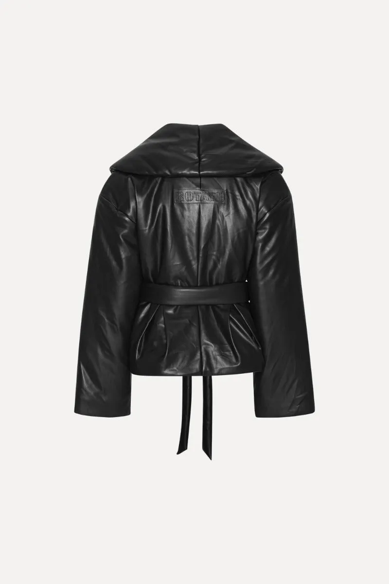 Belted Puffer Jacket - Black