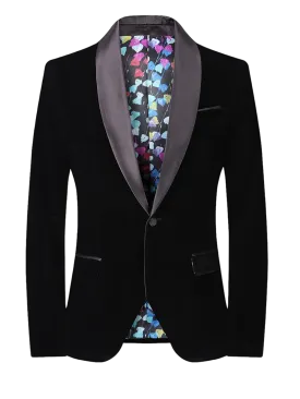 Black Men's velvet Blazer Shall Lapel Slim-Fit with Bowtie Style No : VSL1602-3