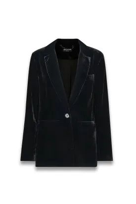 Black Petite Olivia Velvet Blazer