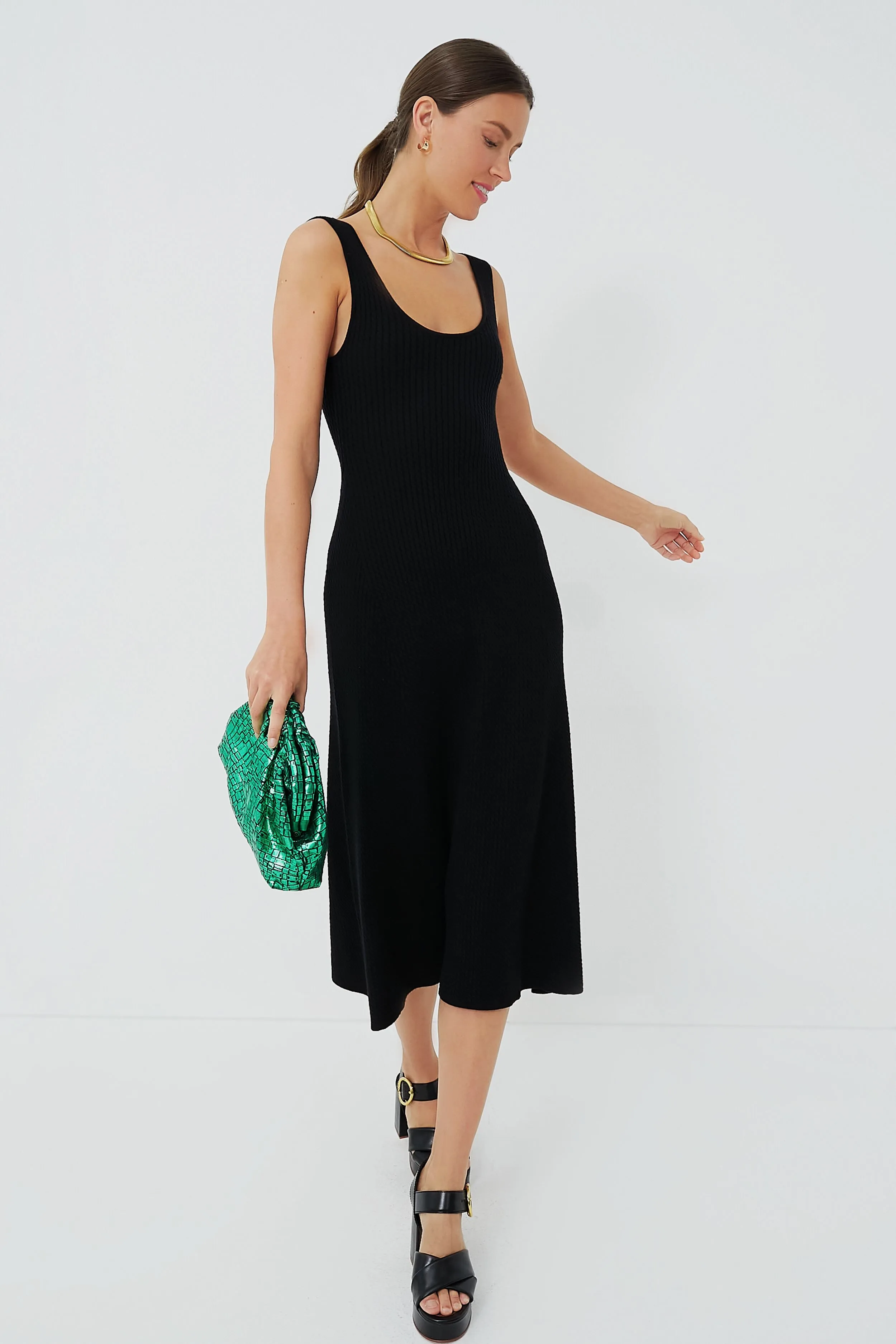 Black Scoop Sweater Midi Dress