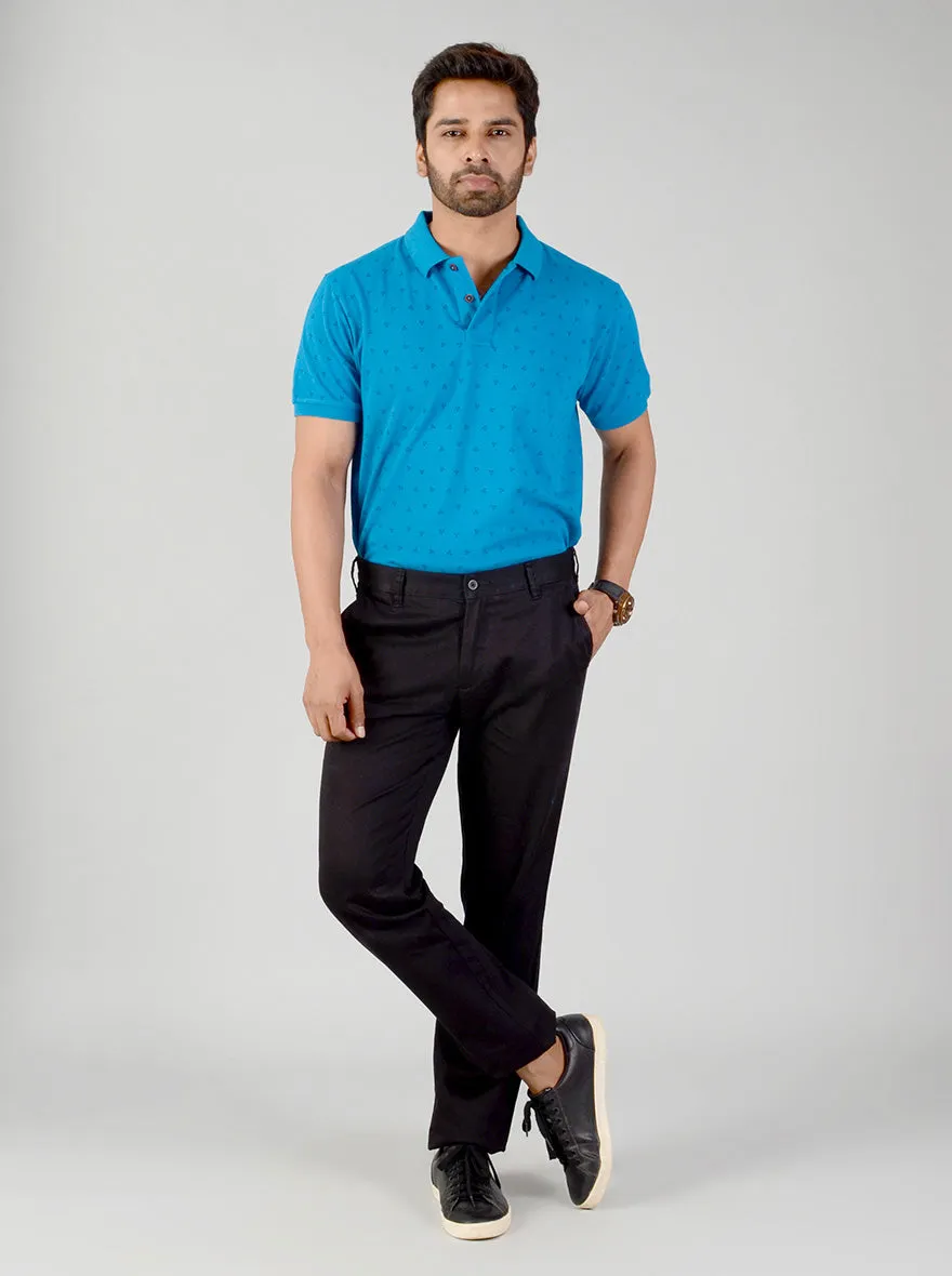 Black Solid Slim Fit Casual Trouser | Greenfibre