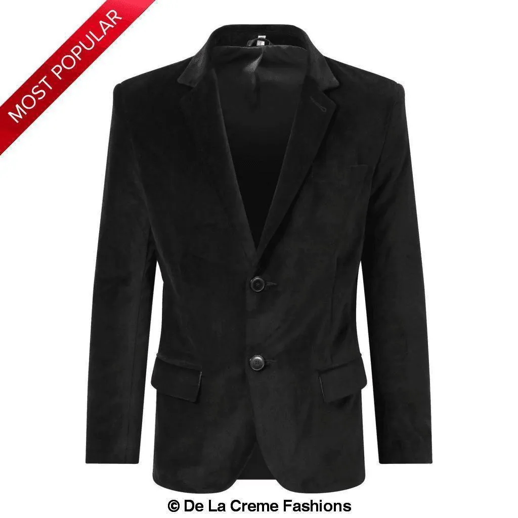 Black Velvet Slim Fit Formal Blazer (G20-VELVET)