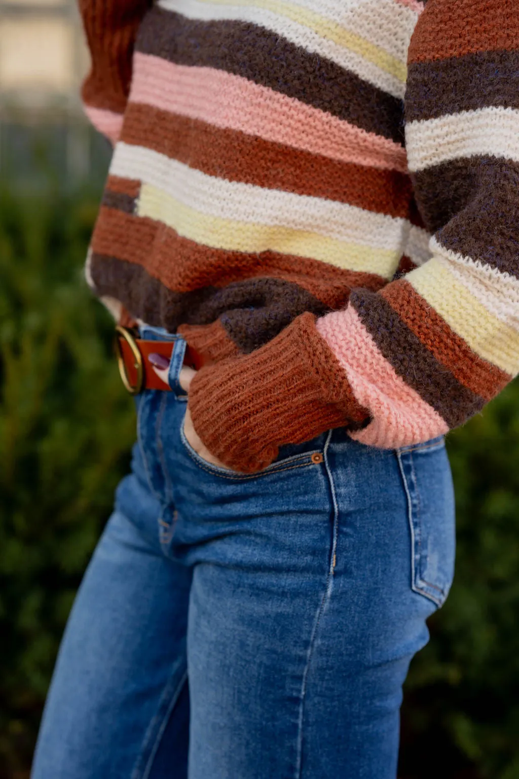 Blocked Stripes Knit Sweater