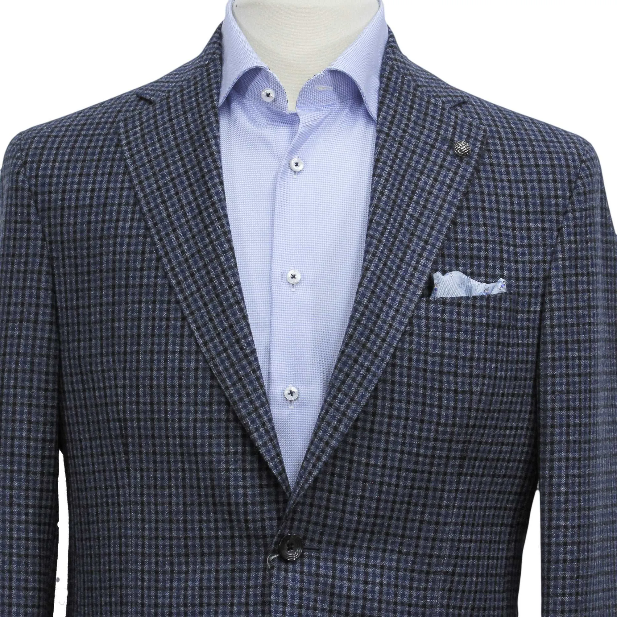 Blue & Black Mini Check Midland Contemporary Wool Sport Jacket - Jack Victor