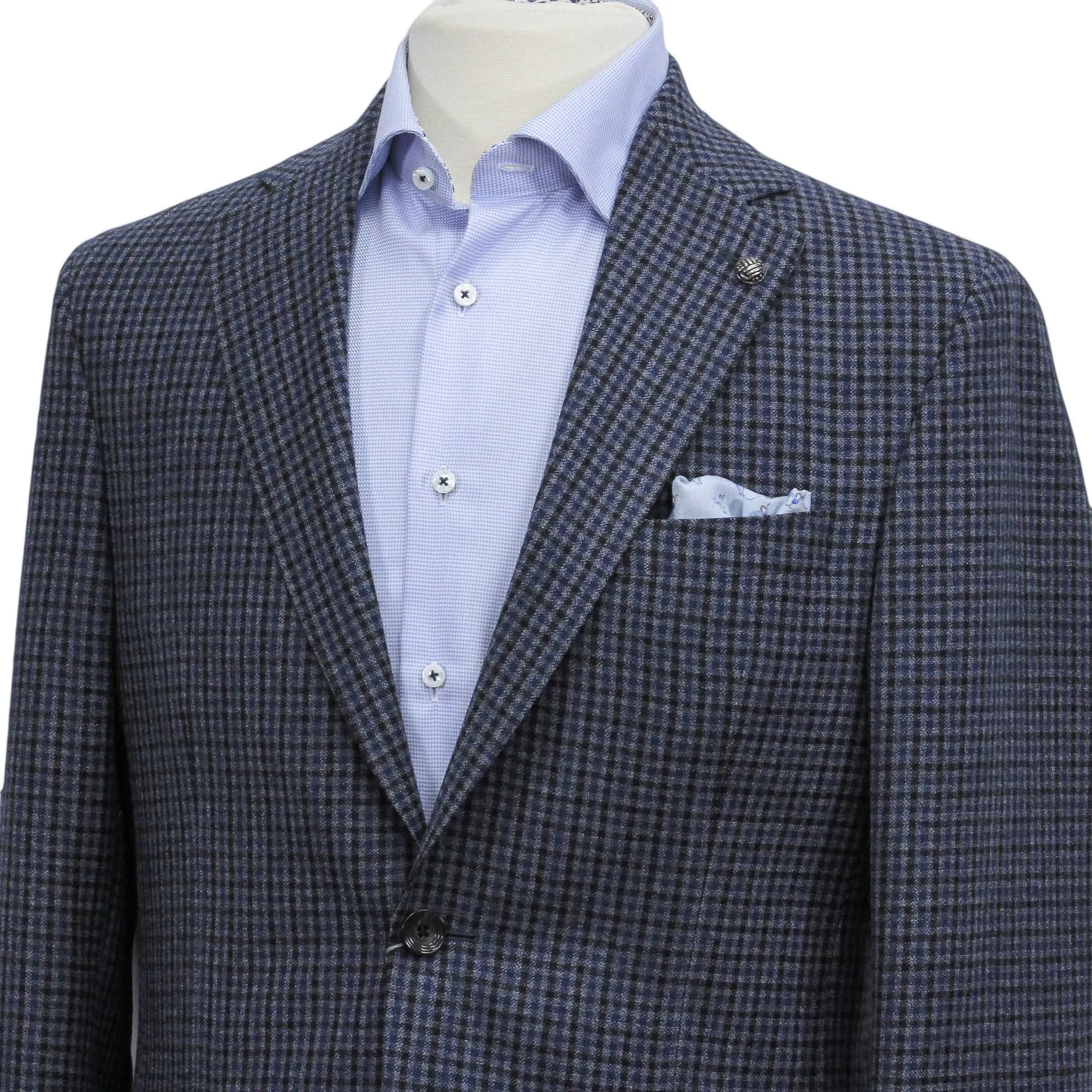 Blue & Black Mini Check Midland Contemporary Wool Sport Jacket - Jack Victor