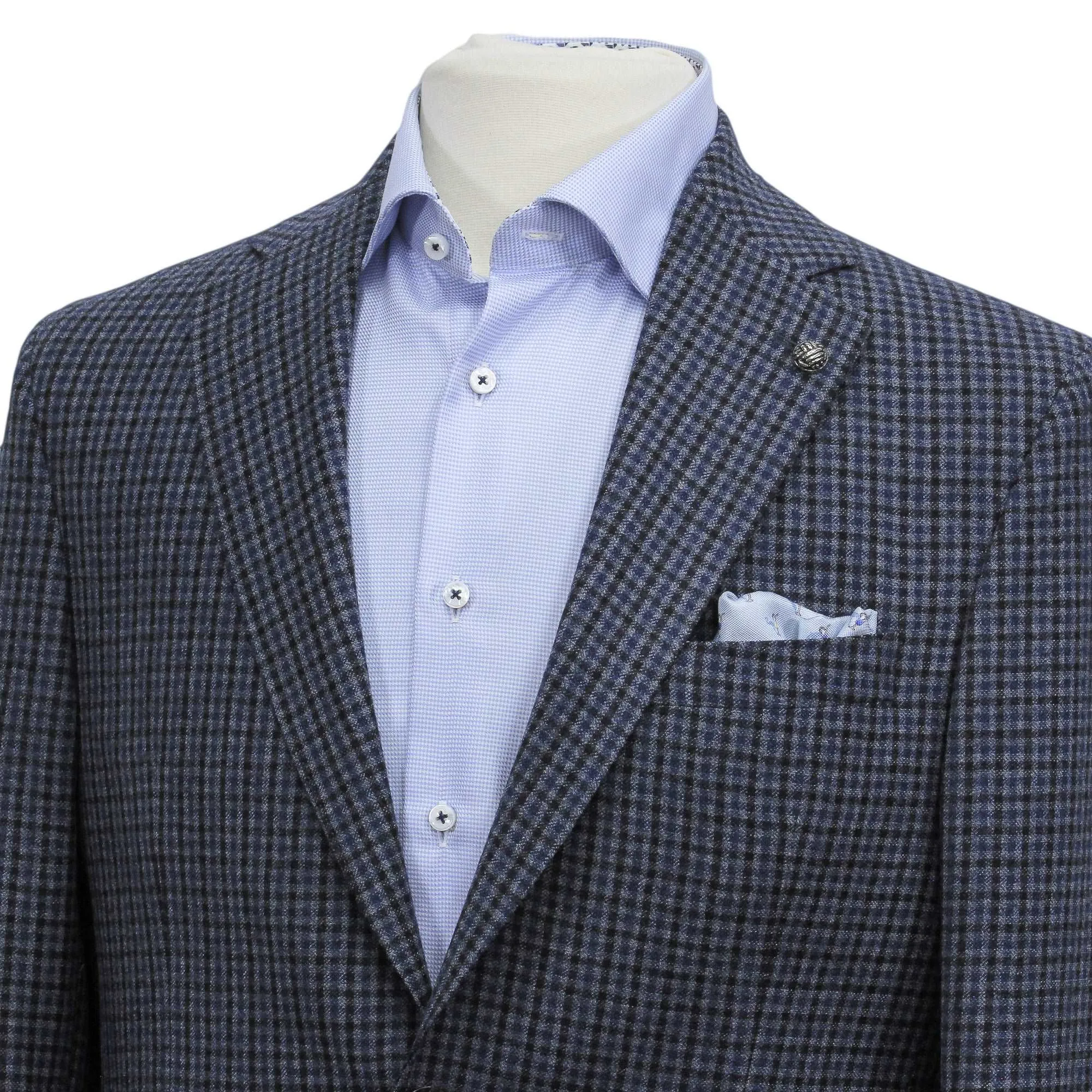 Blue & Black Mini Check Midland Contemporary Wool Sport Jacket - Jack Victor