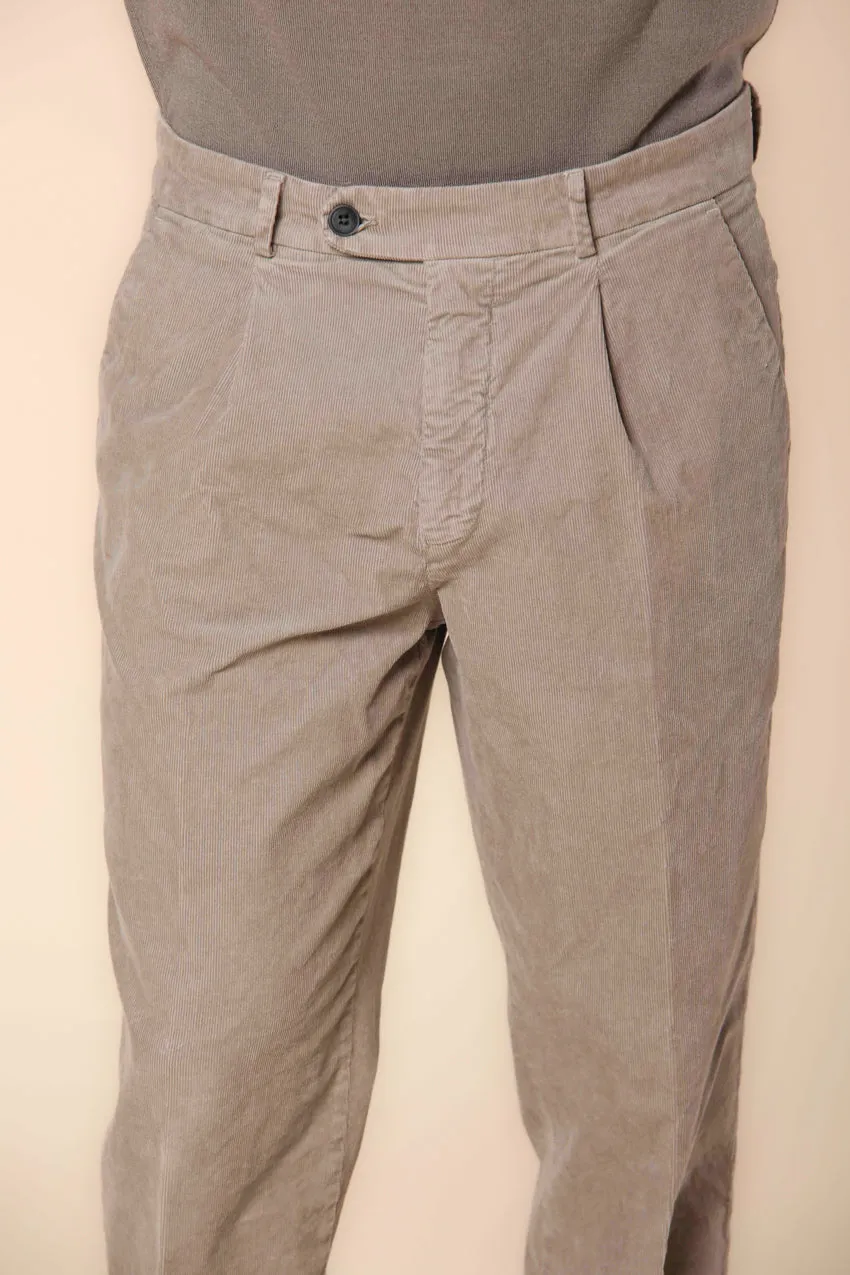 Boston 1 Pinces pantaloni chino uomo in velluto 1000 righe relaxed fit