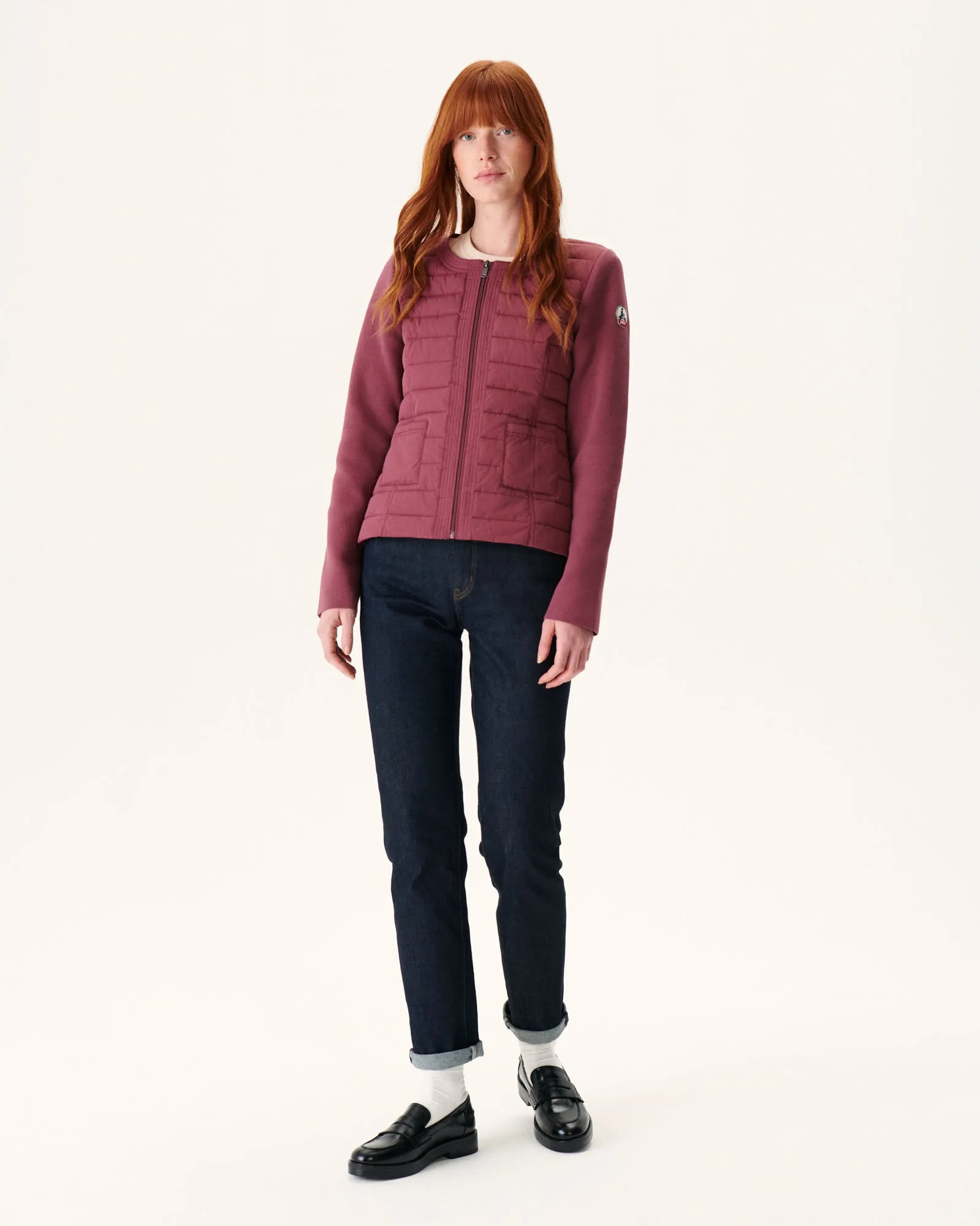 Burgundy Almeria lightweight bi-fabric puffer jacket