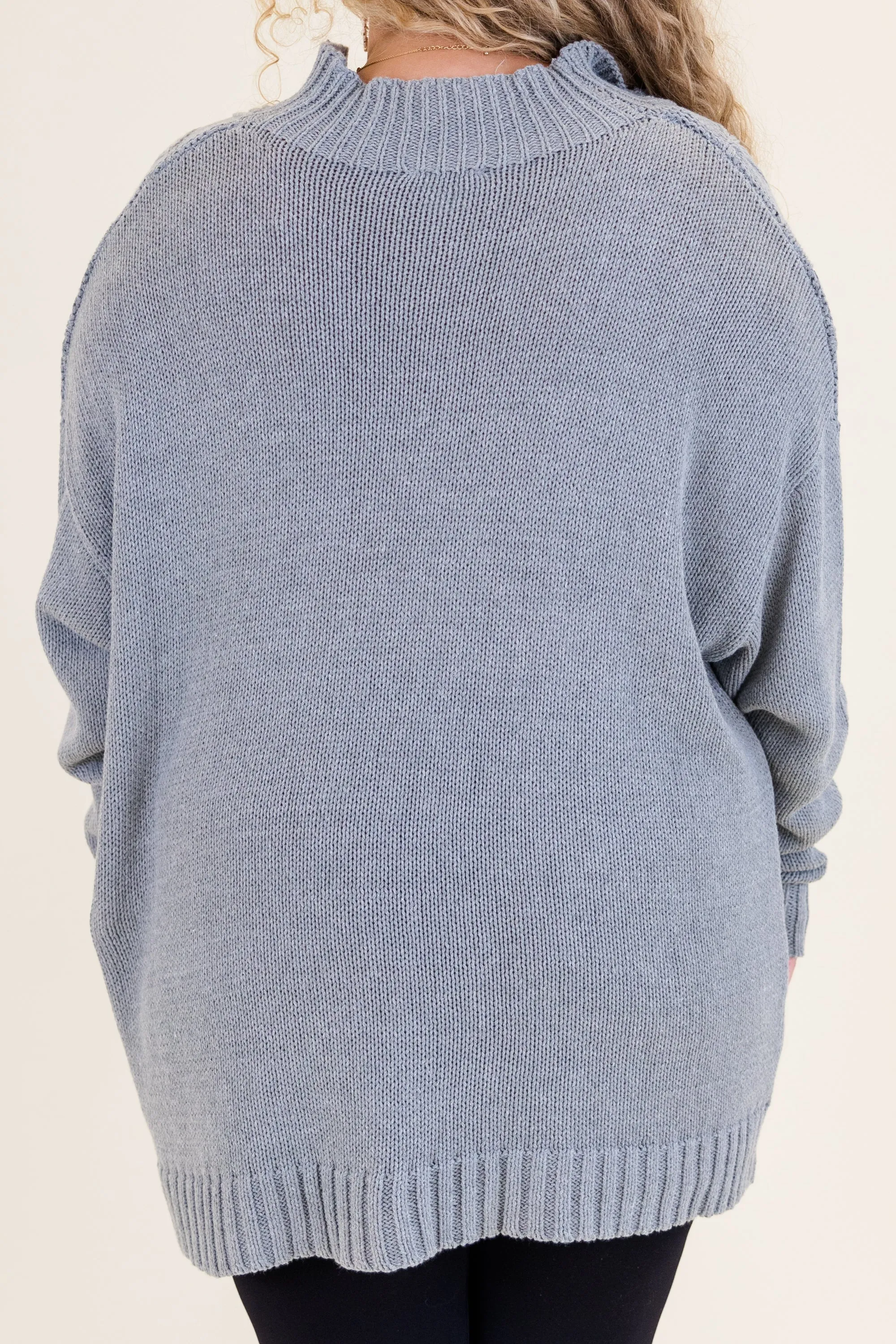 Cable Knit Classic Sweater, Gray