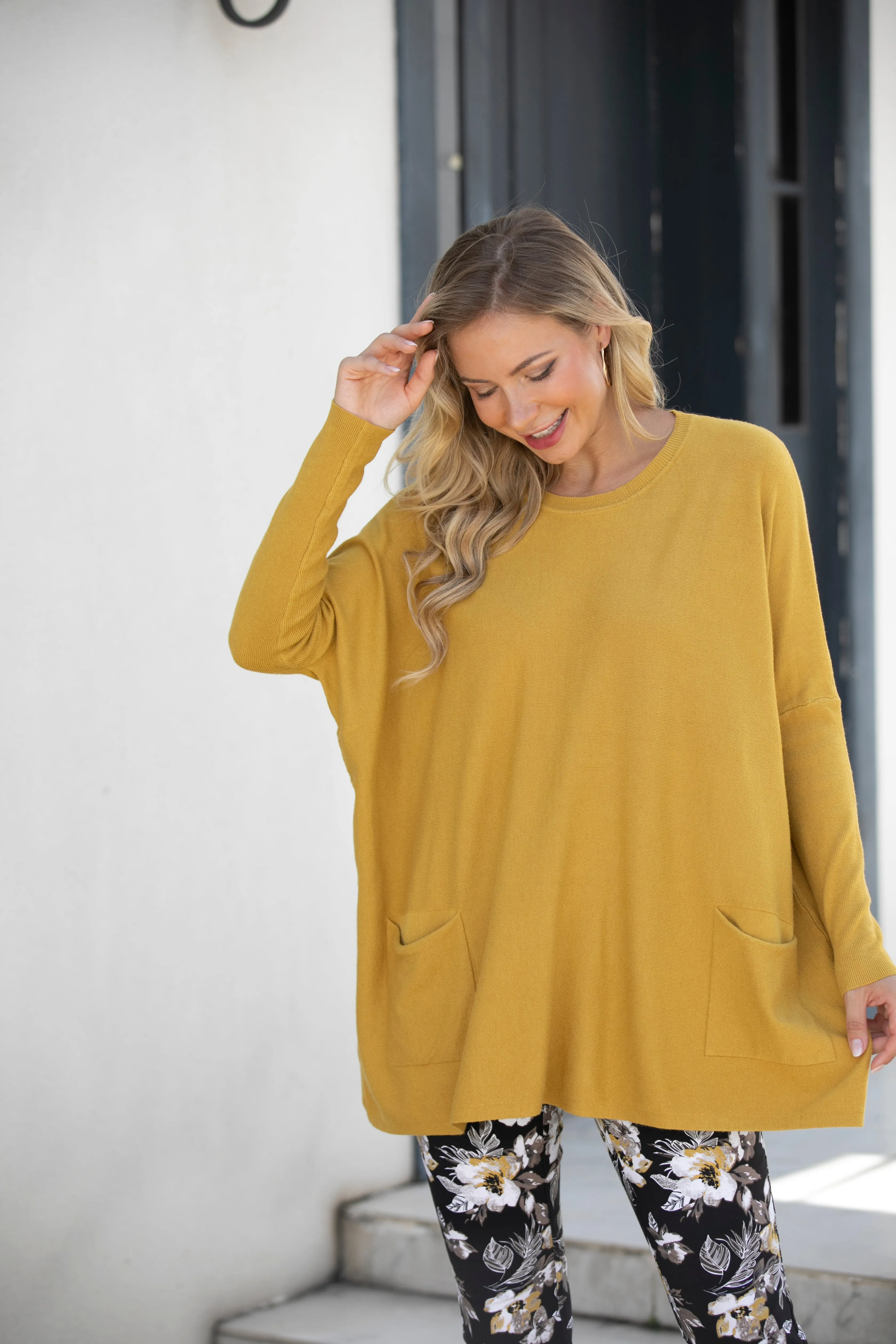 Cashmere Feel Tunic With Front Pockets