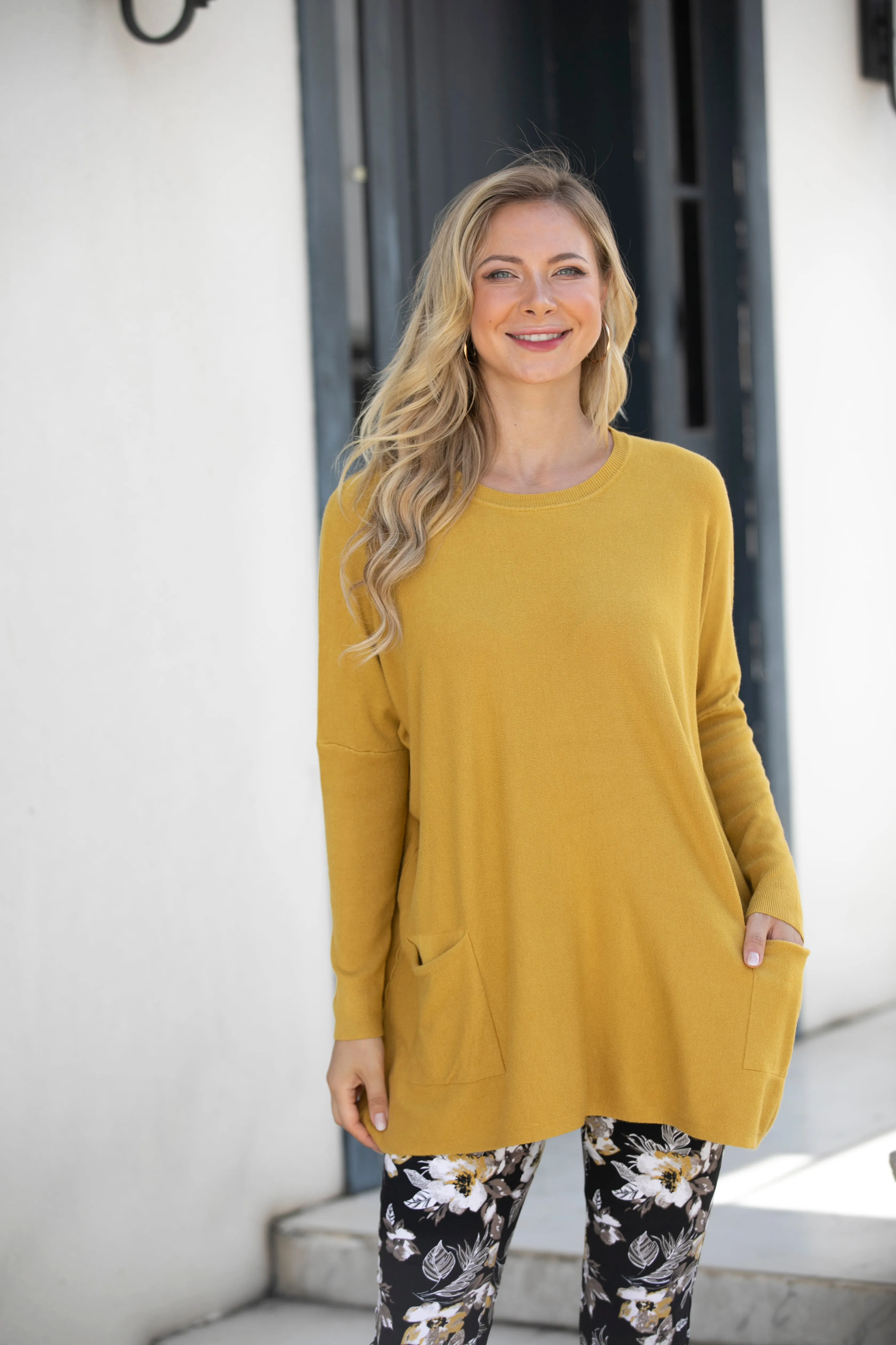 Cashmere Feel Tunic With Front Pockets