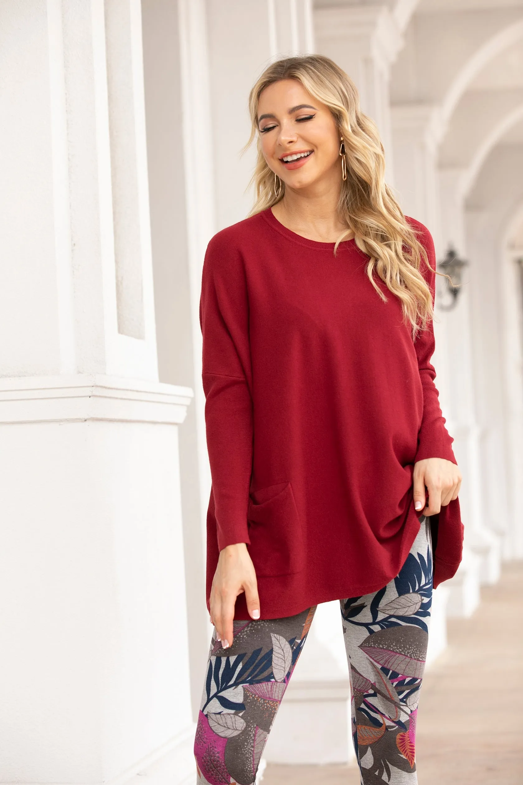 Cashmere Feel Tunic With Front Pockets