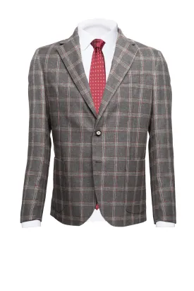 Checked Linen & Cotton Blazer