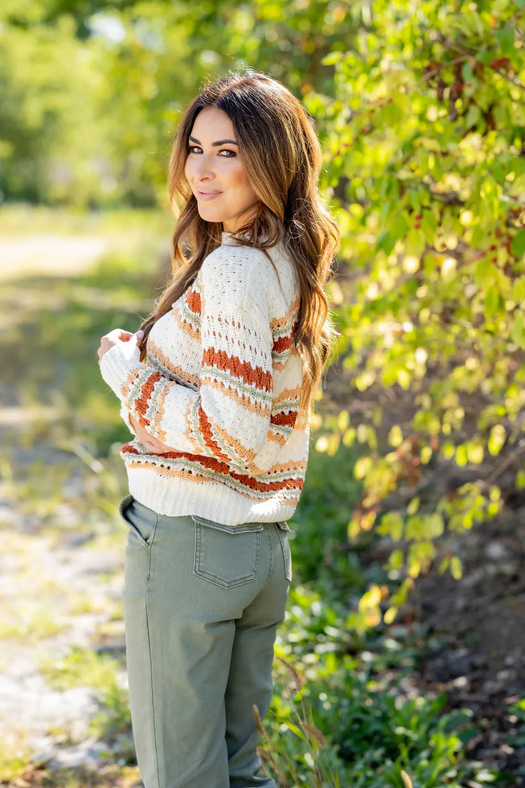 Chic Striped Woven Sweater