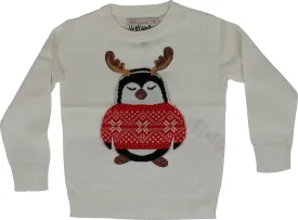 Christmas Cutie Penguin Junior Christmas Jumper - Cream